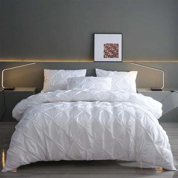 New 3-piece luxury solid comfortable duvet cover adult bedding linen white bedding pillowcase large down duvet cover set W240801