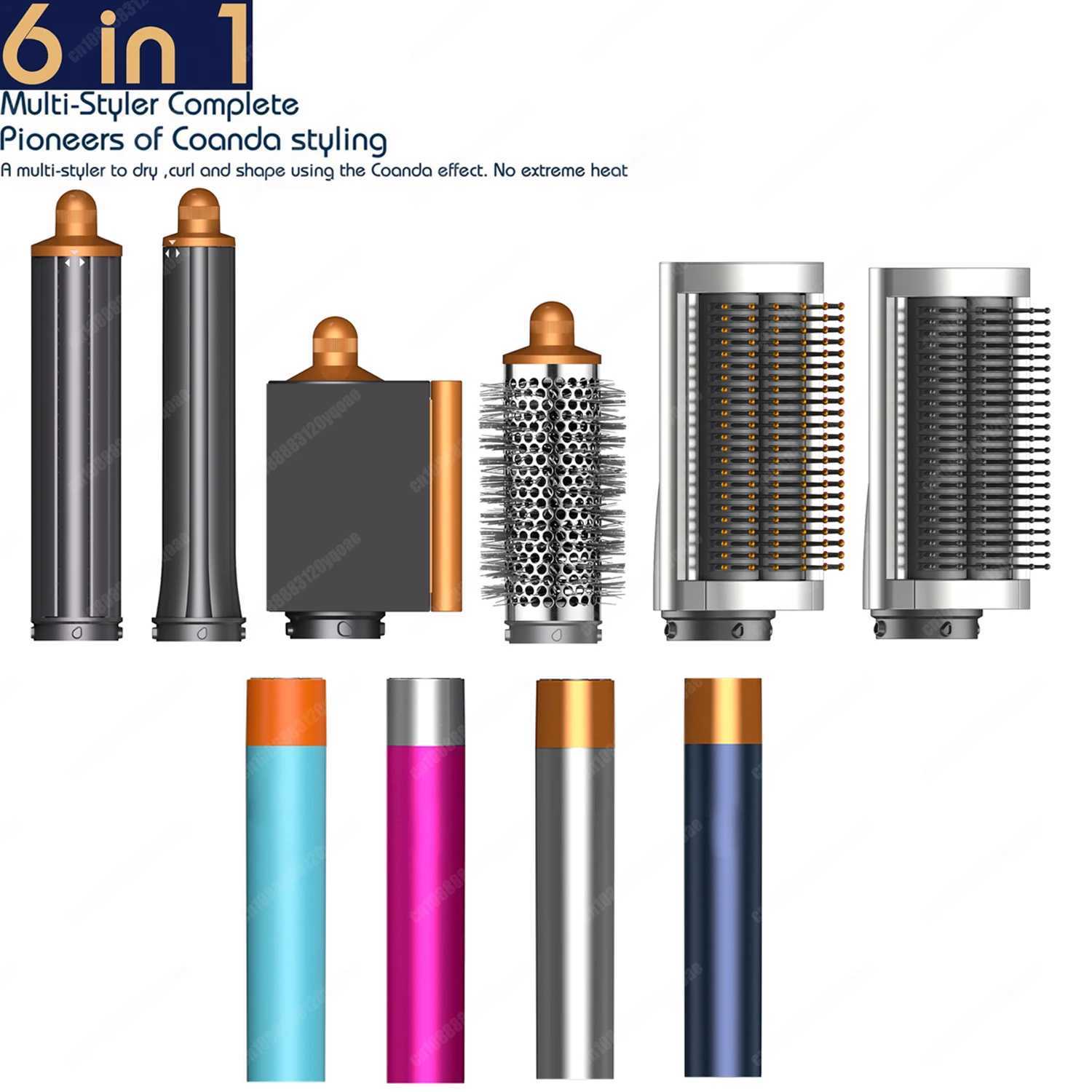 Professional 6IN1 Multi Hair Styler Hair Dryer 1300W Hair Straightener Curling Barrel Brush Hair Dryer Salon Styler Auto WrapXJ241007