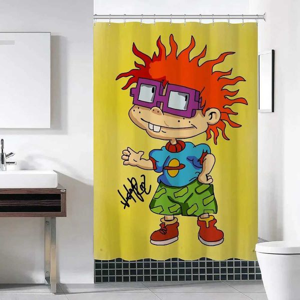 Rugrat Bathroom Shower Curtains Waterproof Fabric Bathroom Curtains Bathroom Folding Wall Accessories Bedroom Item Set W240808