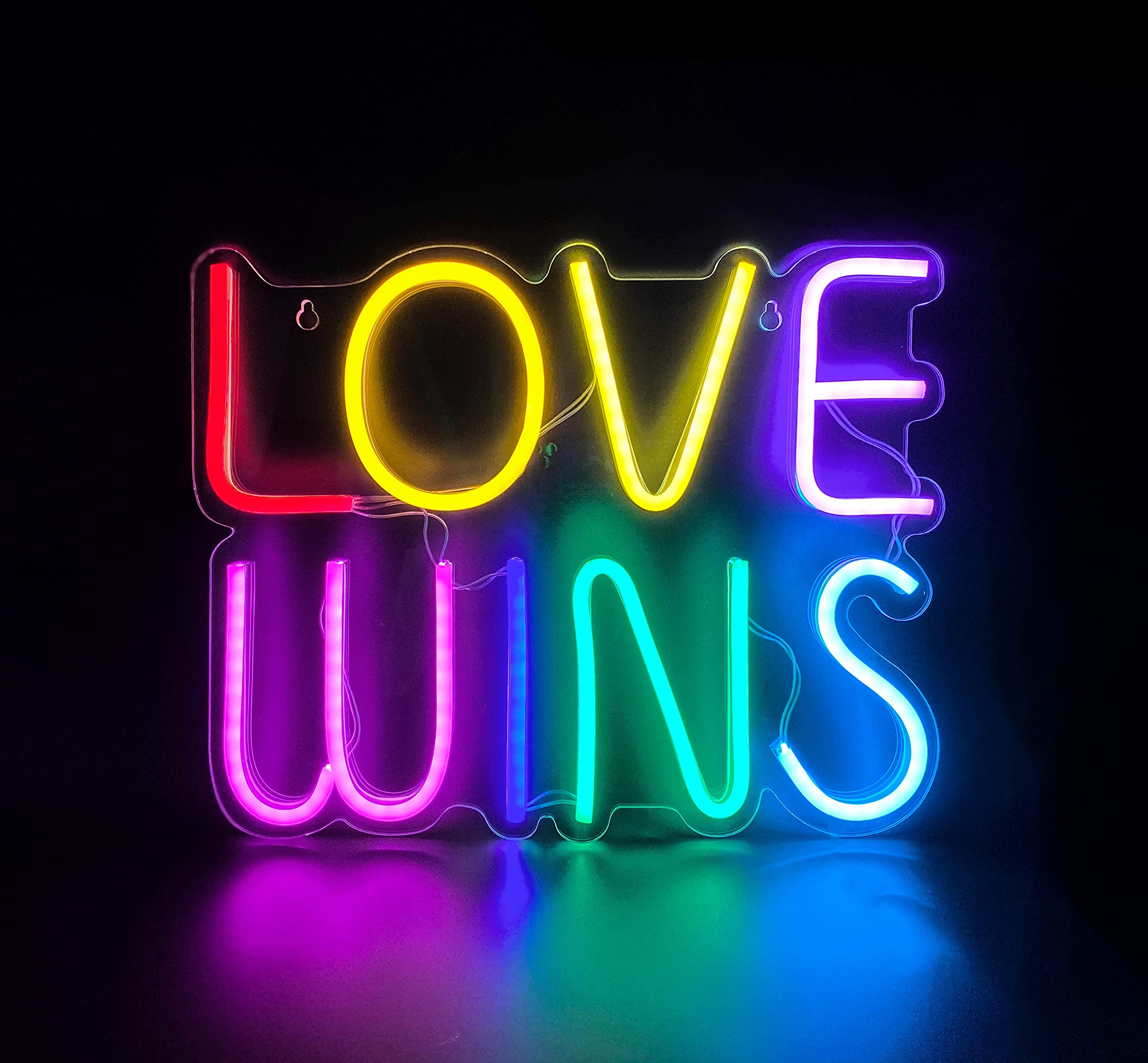 Love Wins Unique Neon Signs for Wall Decor，Powered by USB Neon Light, 14.5"x11.8"x0.5" Colorful