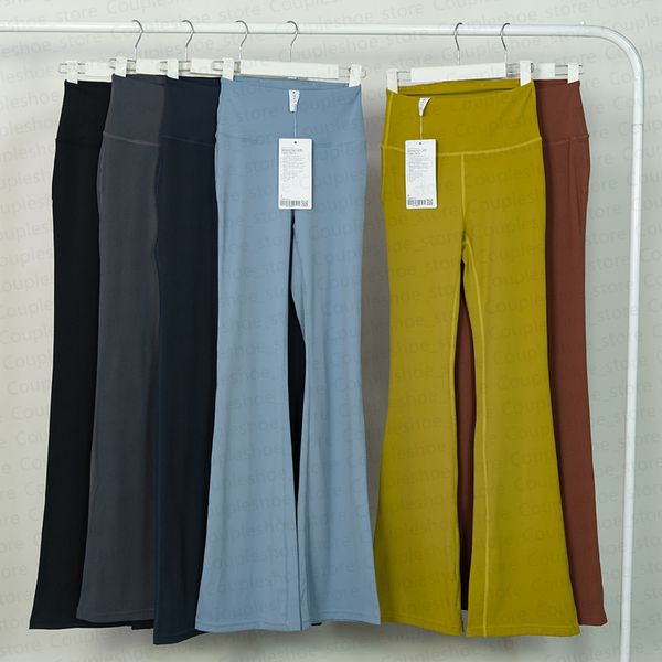 2024 alinhamento de mulheres ioga calça de cor sólida esportes nus modelagem cintura aptida apertada aptidão solta jogging sportswear womens