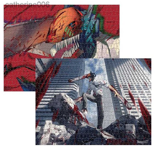 Puzzles New 1000pcs Jigsaw Puzzle Chainsaw Man Anime Figure Demons Denji Pochita Cartoon DIY Toys For Kids Adults Birthday Gift In StockL231
