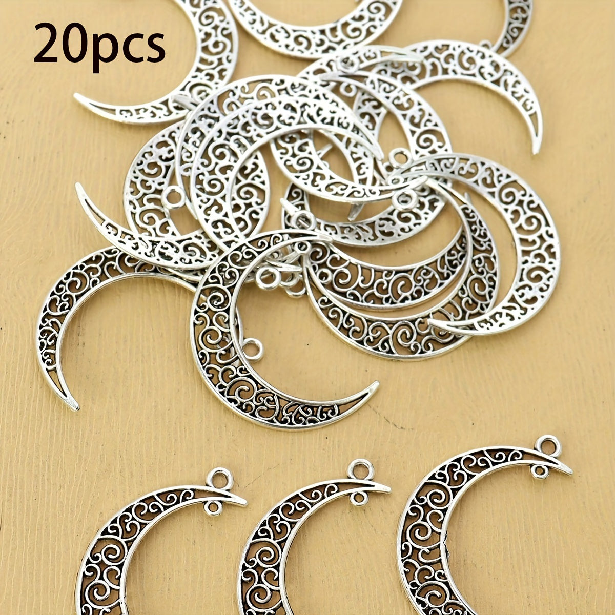 TEMU 20 Antique Bronze-silvery- Pendants, 3*4cm Double-sided Lace Pattern Alloy Ramadan Accessories For Jewelry Making