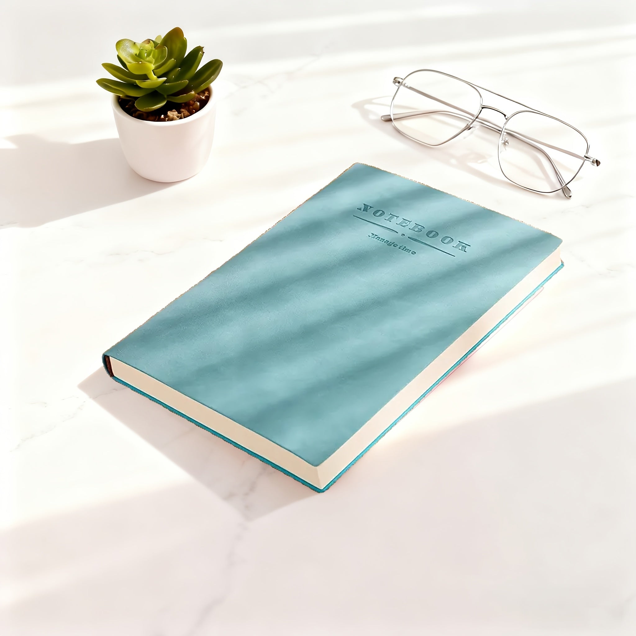 TEMU Christmas Gift Soft Leather Synthetic Notebook - Personalized, , With Soft Cover And Bookmark, Extra Thick Diary For Business Meetings And