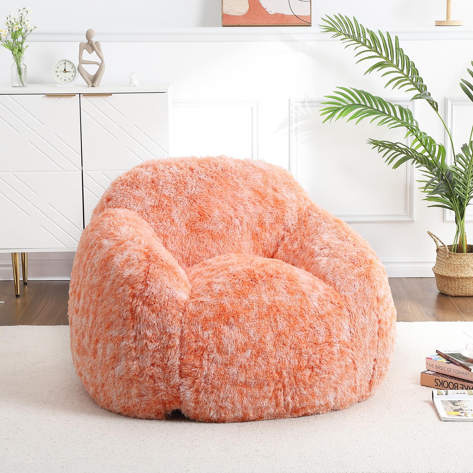 Garvee Bean Bag Chair, Faux Fur Bean Bag Chairs for Adults, Kids Bean Bag Couch with Armrest, Soft Foam Filled Fluffy Couch Lazy Sofa Chair for Readin