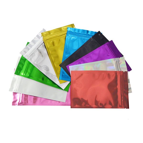 Wholesale 500 pcs Colorful Top Feed Foil Zip lock Bags Food Pouch Mylar Bags Aluminum Foil Bags Cookies Food Packaging Bags Sample Bags Stor
