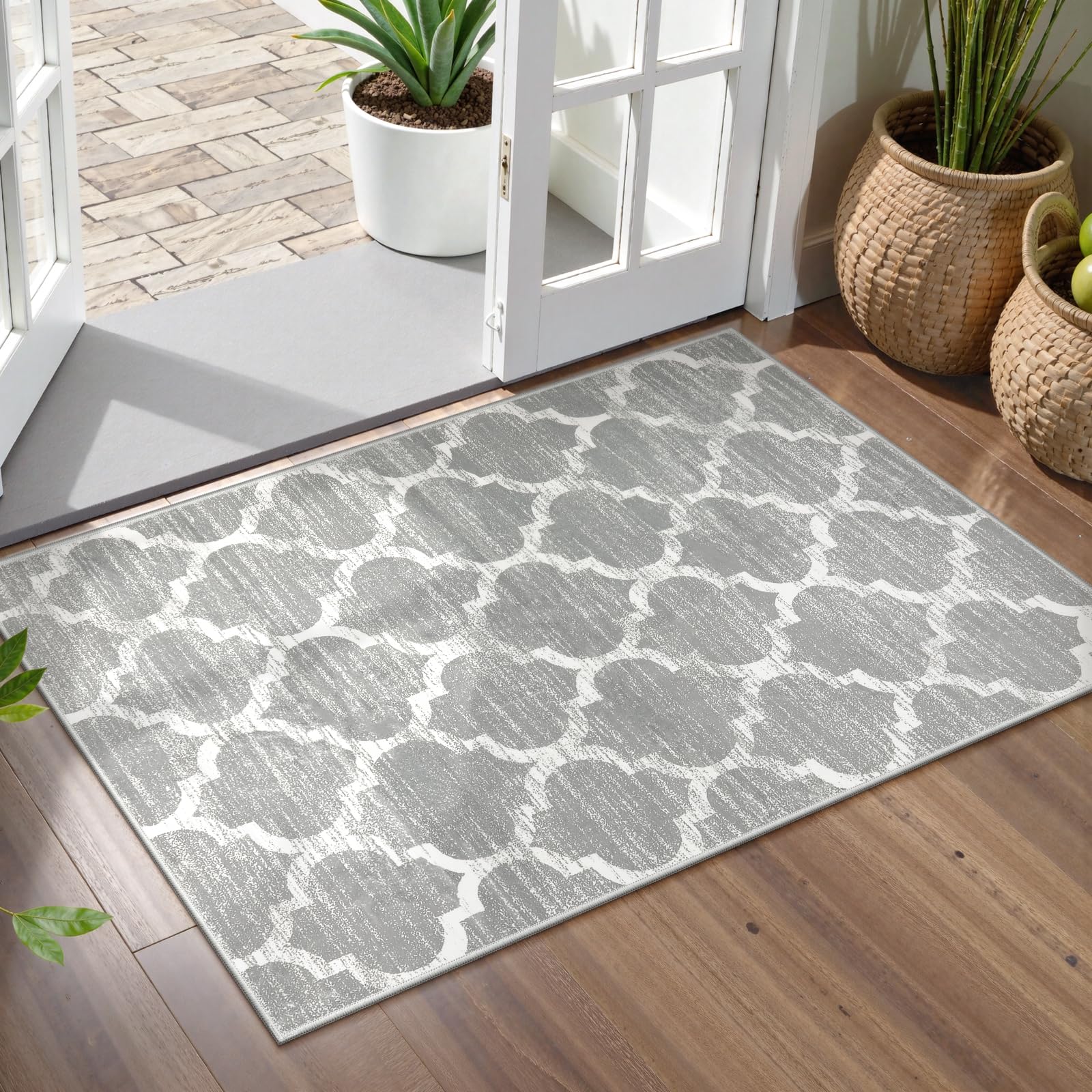 Lahome Moroccan Kitchen Rug - 2x3 Washable Entryway Rug Door Mat Indoor Entrance Non-Slip Small Throw Area Rugs Front Door Rugs Indoor for Bedroom Liv