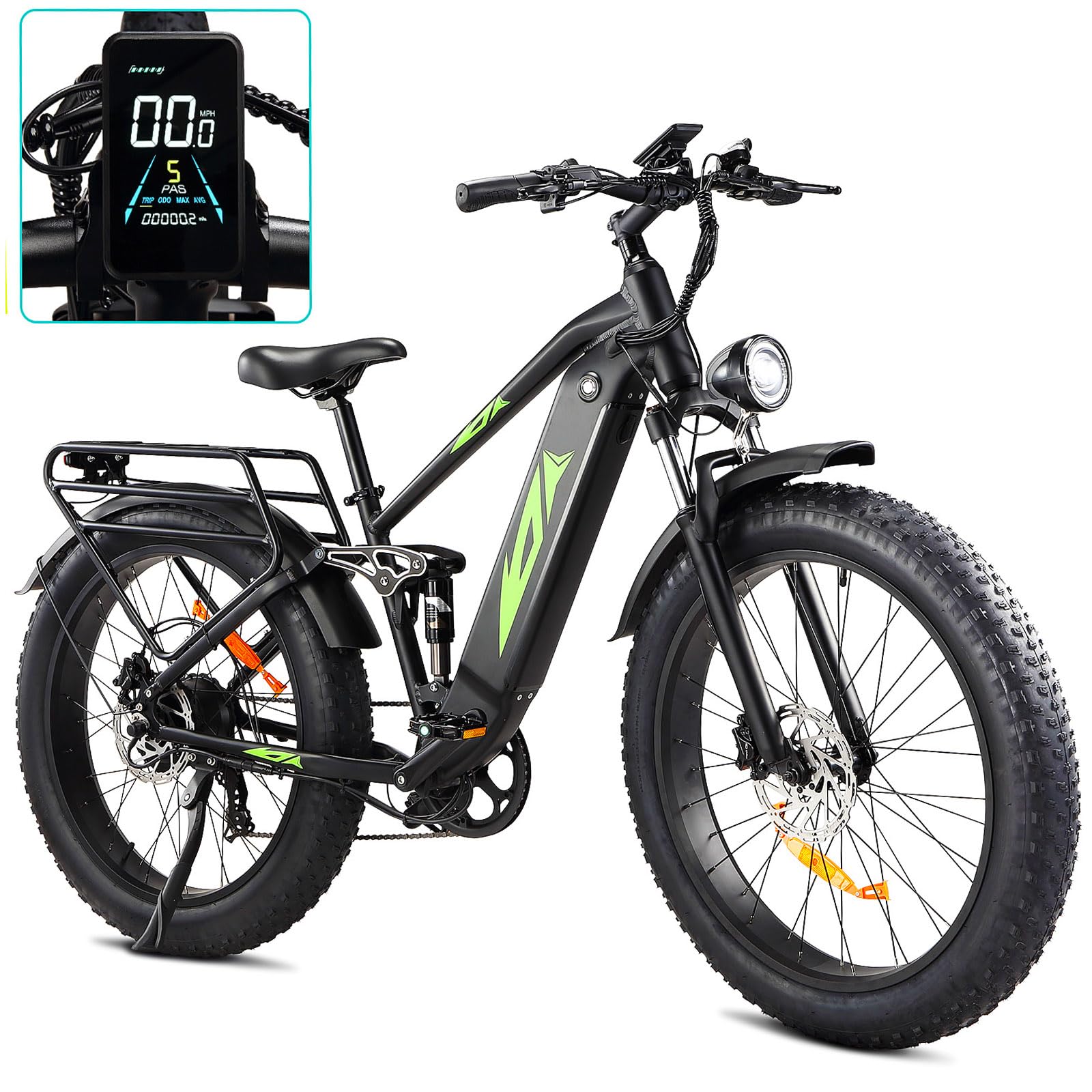 Garvee Electric Bike - 26" Fat Tire, 1000W Dual Motor Fat Tire Electric Bike, 48V 18Ah , 35mph Speed, Hidden Battery Mountain E Bike for Off Road，Elec