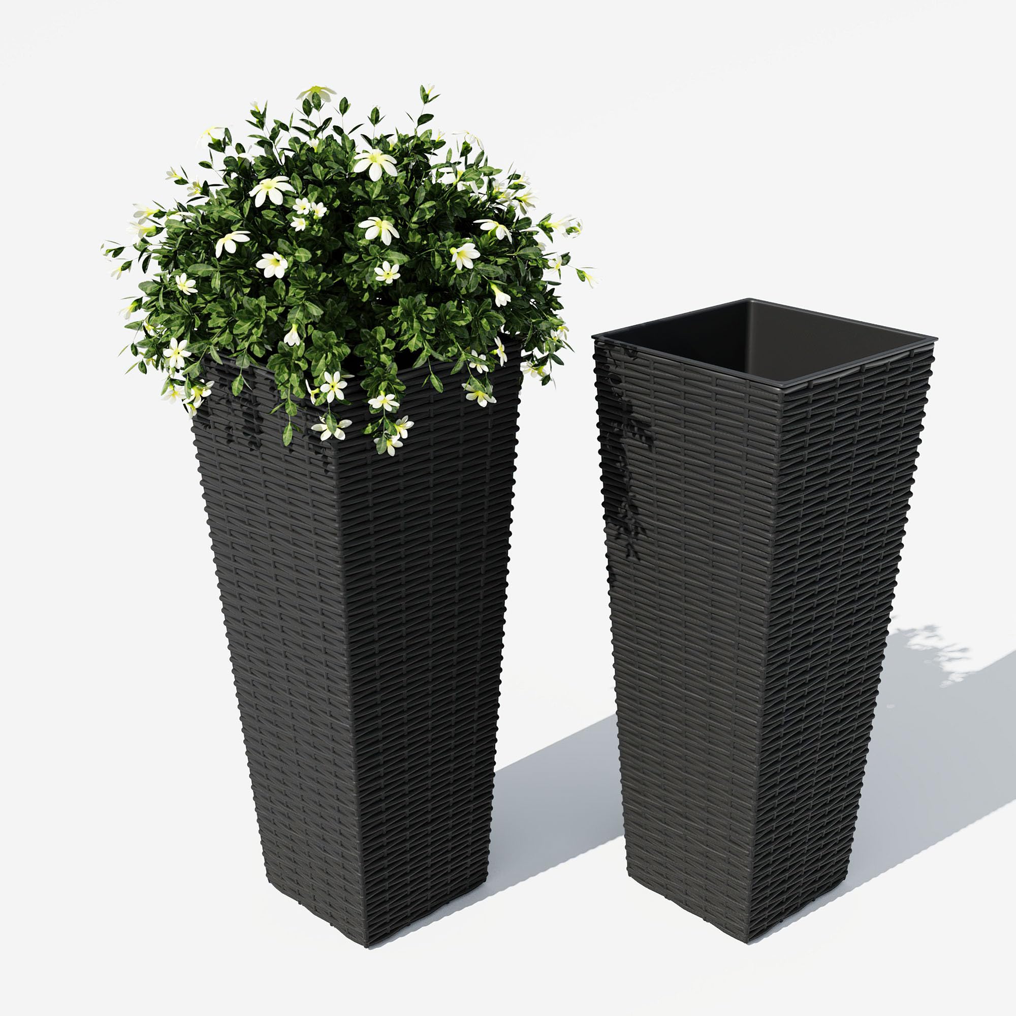 Garvee 2 Pack Large Planters for Indoor Plants, Outdoor 24 inch Tall Planter with Removable Liners, Plant Pots for Trees Flowers, All-Weather Use with