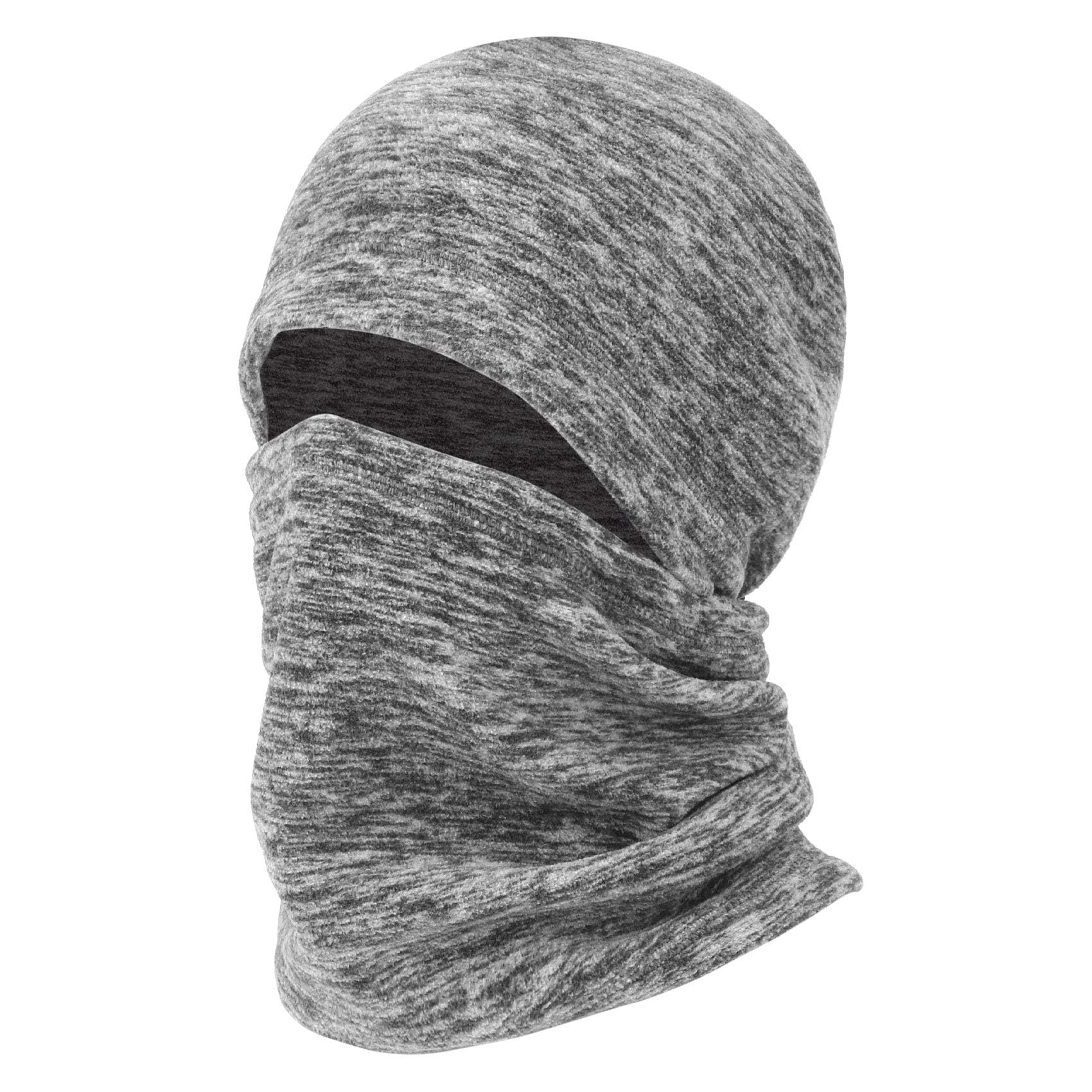 Balaclava Ski Face Mask, Winter Cold Weather Windproof Hooded Scarf Hat with Neck Warmer, Cycling UV Protector for Women Men Grey