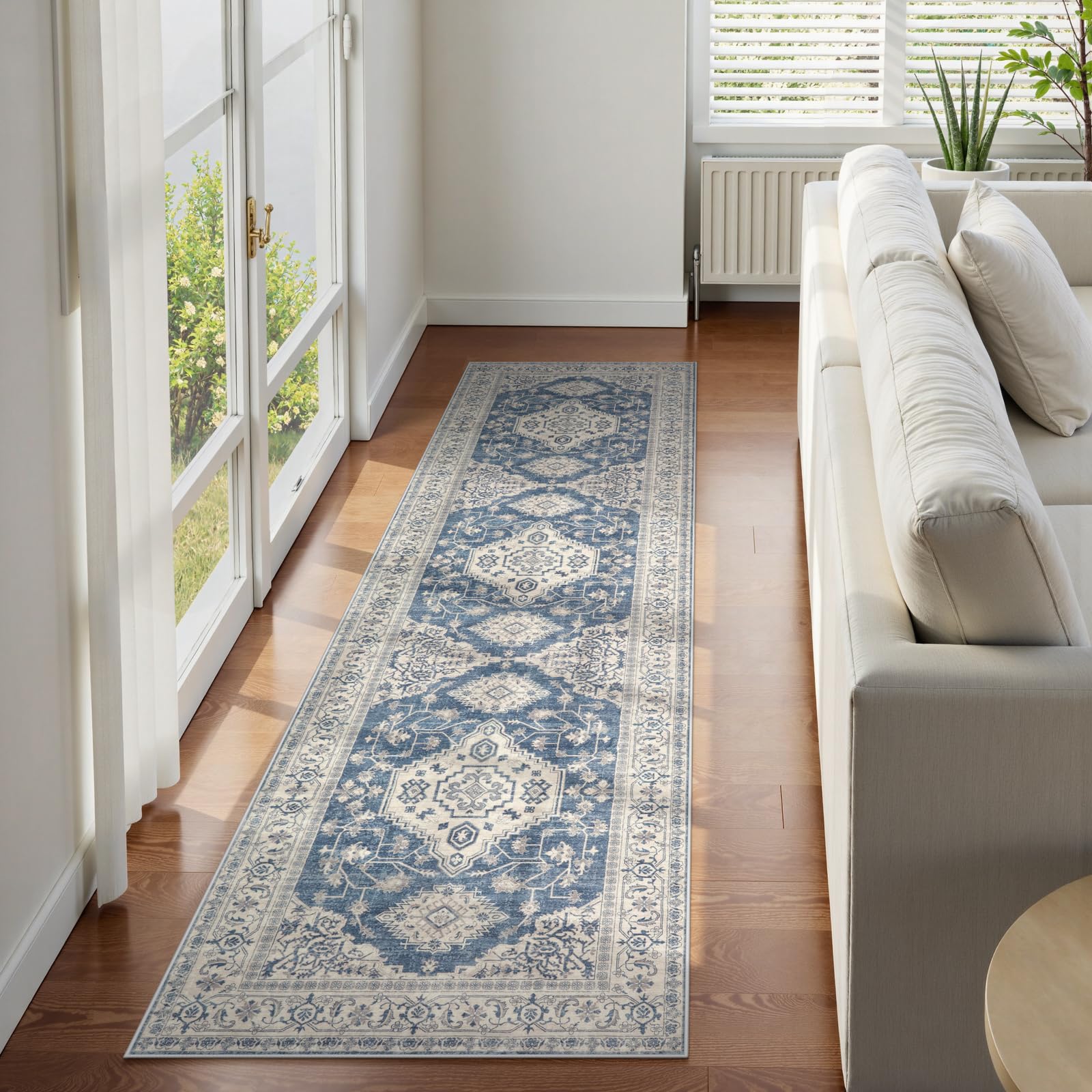 Lahome Oriental Hallway Runner Rug Non Slip, 2x8 Washable Runners for Hallways Kitchen, Vintage Non Skid Soft Long Carpet for Bedroom Bathroom Entrywa