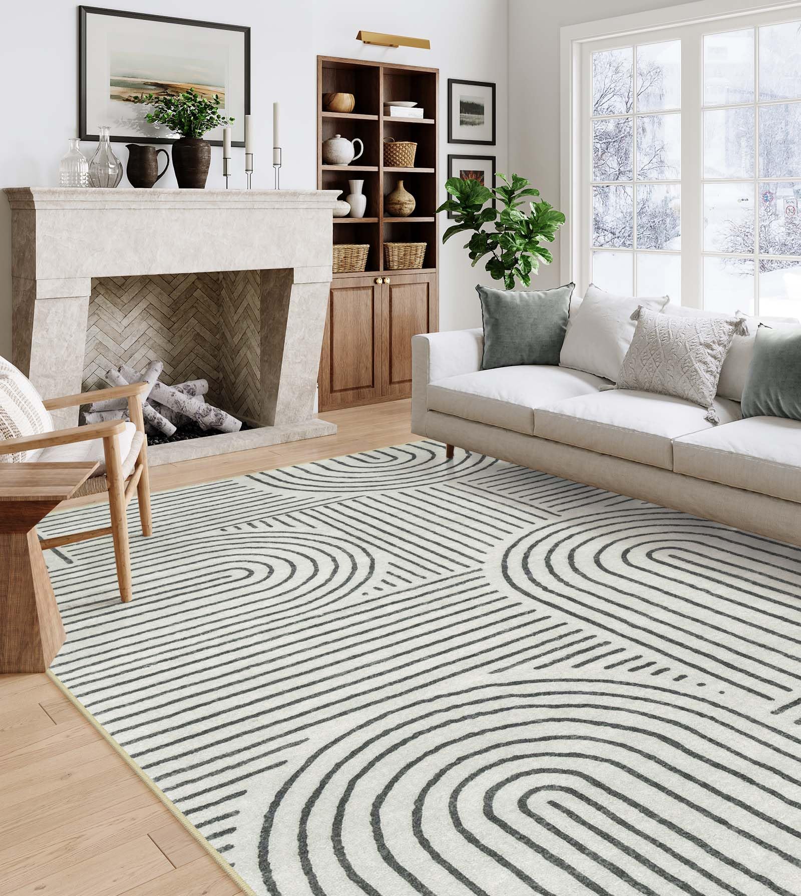 Lahome Abstract 8x10 Area Rugs for Living Room Bedroom, SoftWashable Rugs 8x10, Ultra-Thin Non-Slip Modern Dining Room Rug Non-Shedding Accent Carpet