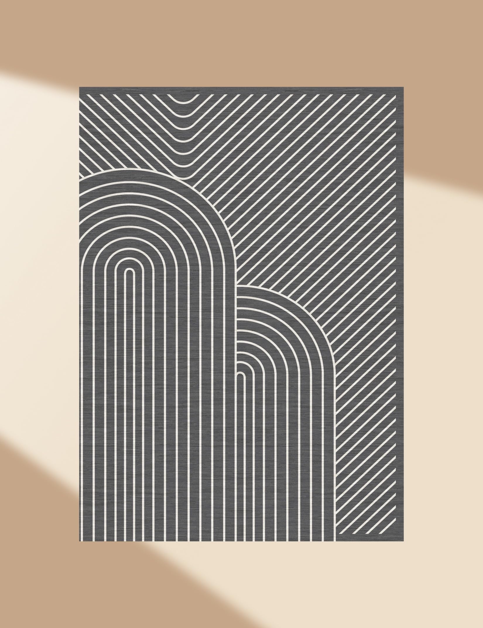 Garvee Washable Rug Beige and White Low Pile Lightweight Indoor Carpet with Non-Slip Backing for Living Room Bedroom Classroom Playroom