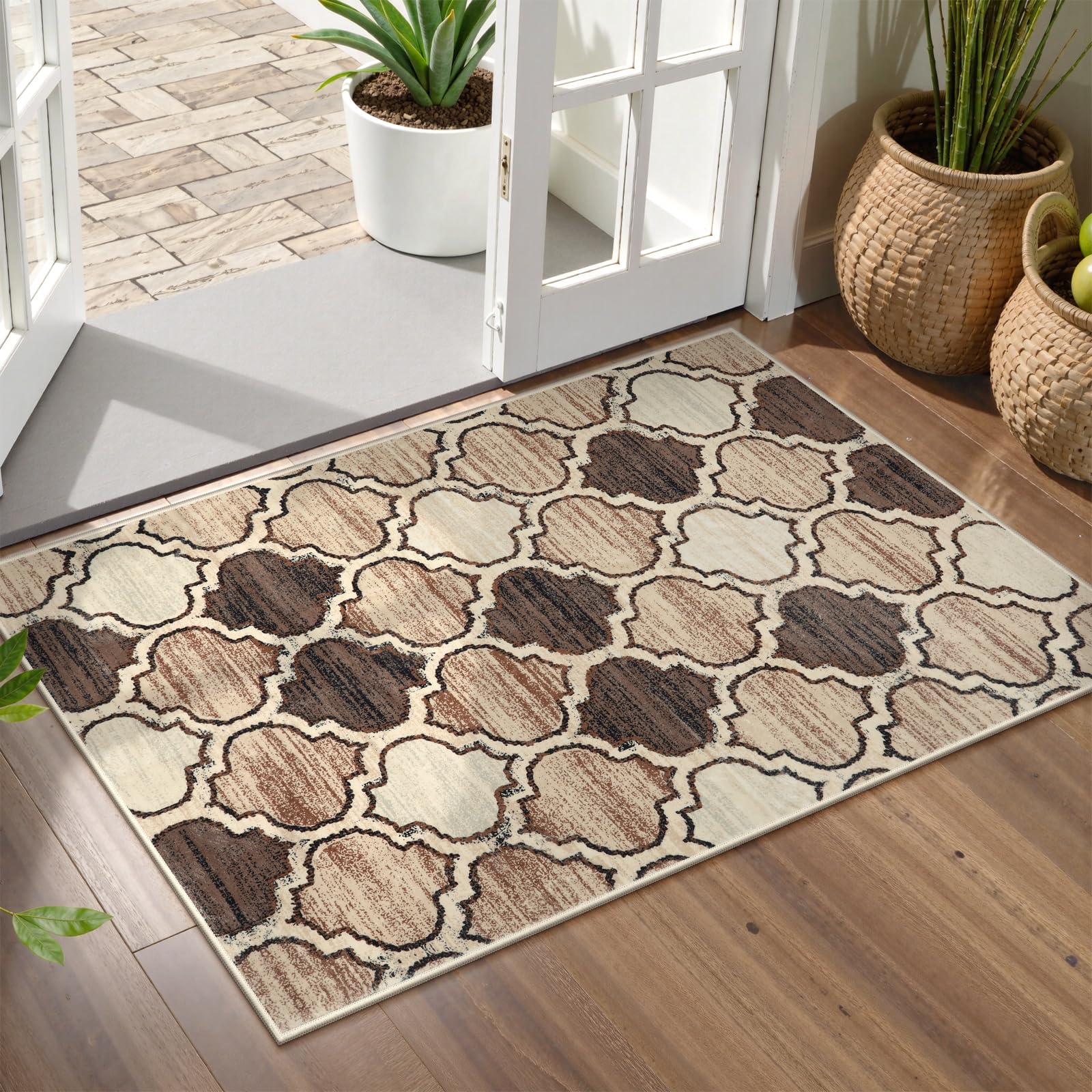 Lahome Moroccan Entry Rug - 2x3 Small Area Rug Washable Rug Non-Slip- Rugs for Entryway Soft Throw Bathroom Door Mat Indoor Entrance Capet for Bedroom
