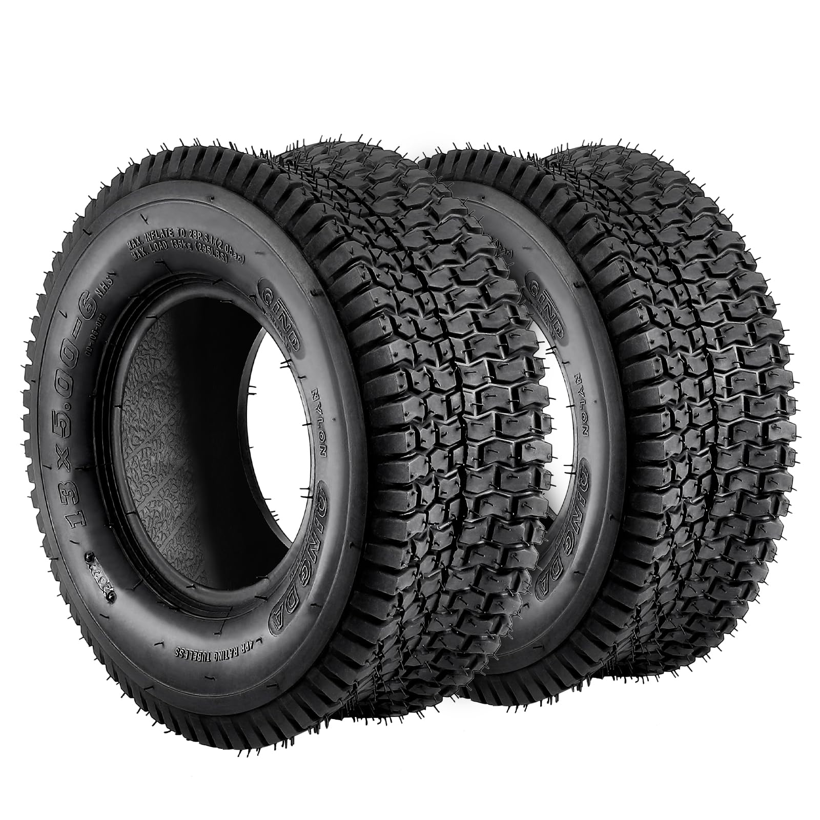 Garvee Lawn Mower Tire 2Pcs, 13x5.00-6 Turf Tire for Lawn Mower Garden Tractor Riding Mower, Tubeless