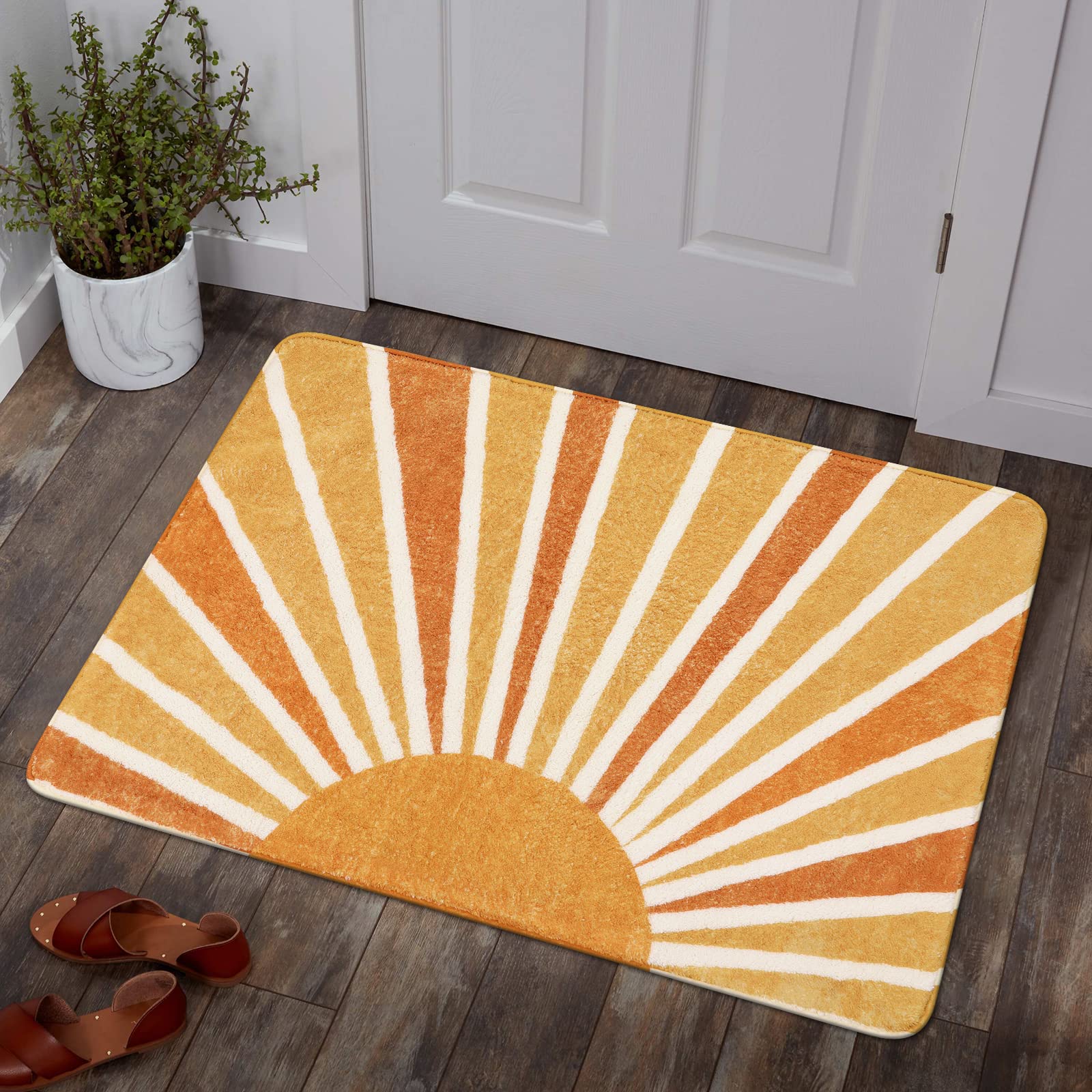 Lahome Boho Sun Print Area Rug - 2x3 Small Washable Rug Modern Abstract Non-Slip Area Rug Accent Distressed Throw Rugs Floor Carpet for Bedrooms Livin