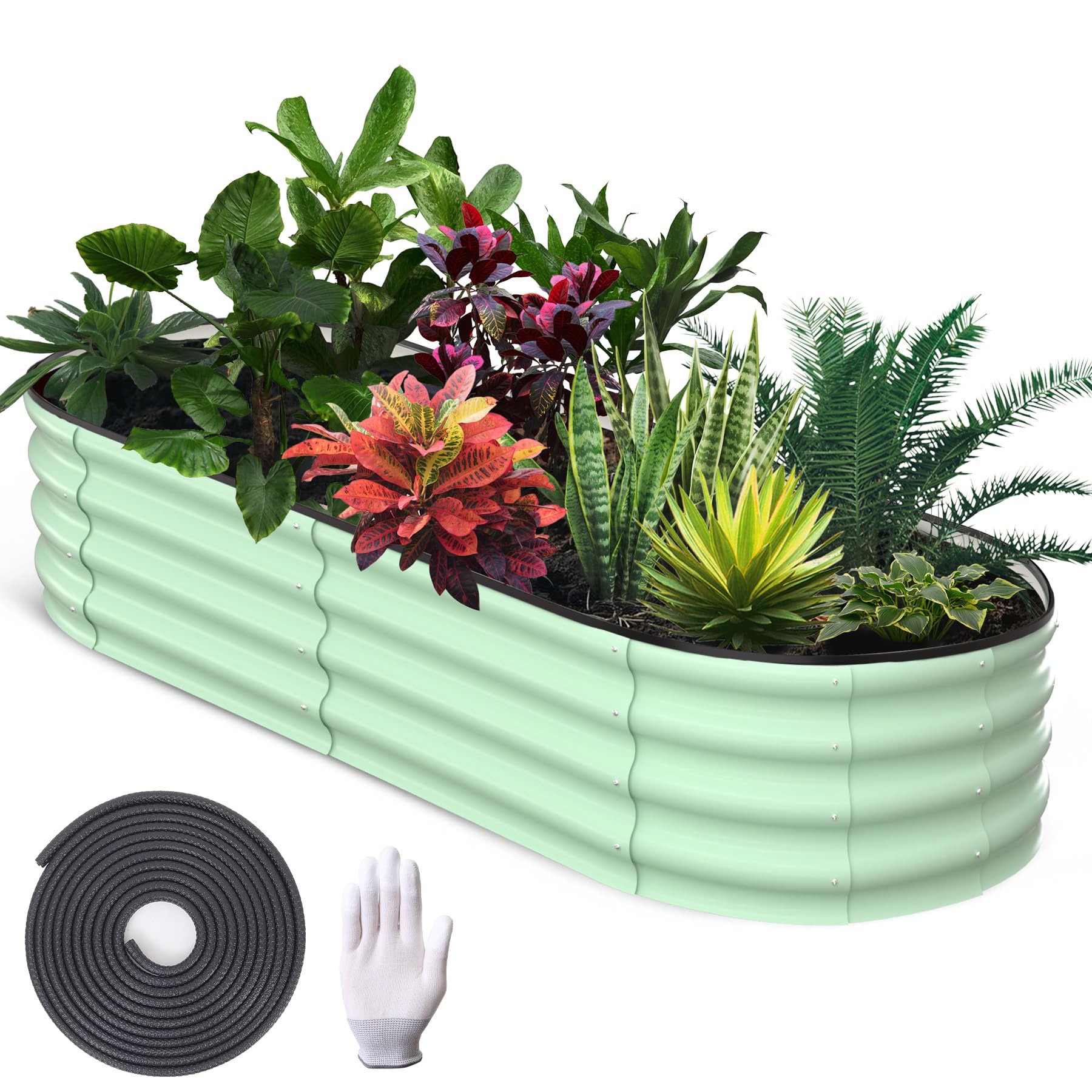 Garvee 6' X 3' X 1' Galvanized Raised Beds for Outdoor, Oval Raised Garden Bed with Open Base, Tool-Free Assembly Planter Raised Boxes for Outdoor Veg