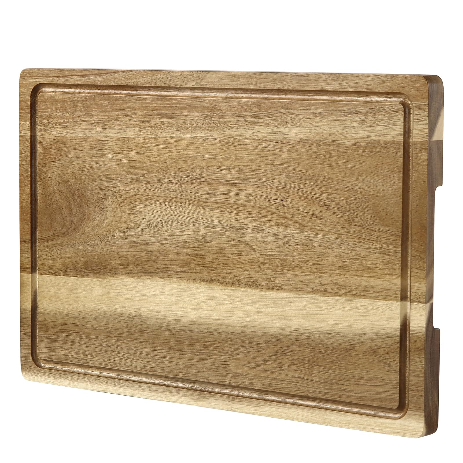 Garvee Cutting Board, 18x12 Large Acacia Wooden Cutting Board for Kitchen, Edge Grain Wood Chopping Board with Juice Groove and Handles, Pre-Oiled Car