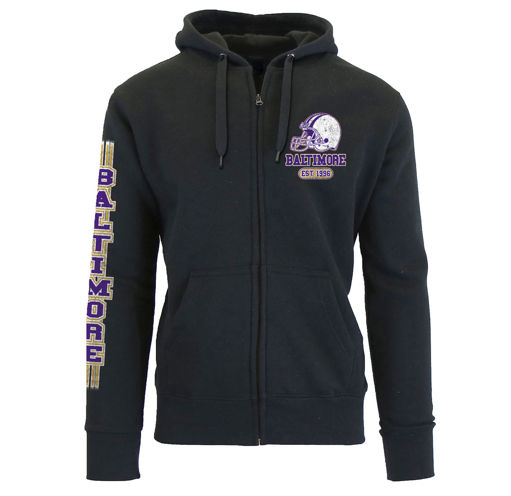 Men's Game Day Football Zip Up Hoodie - Baltimore - Black - M