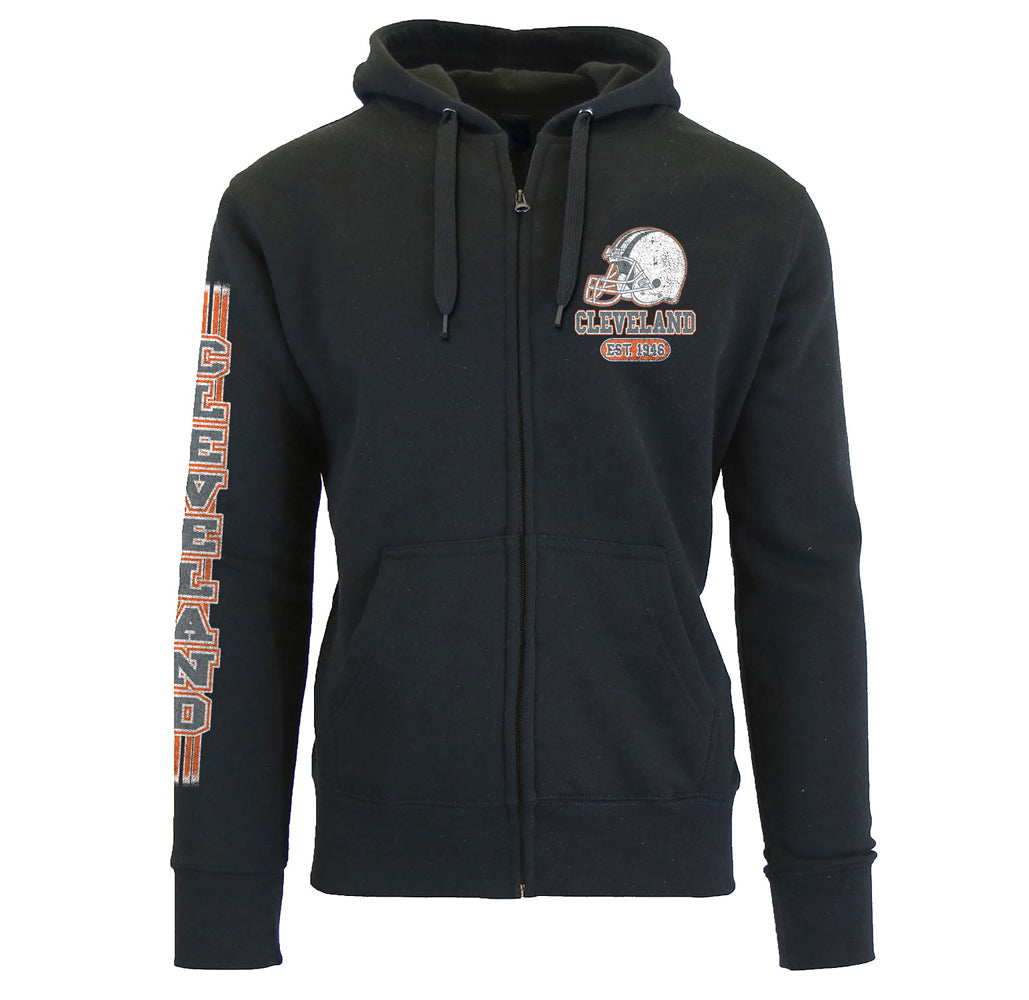 Men's Game Day Football Zip Up Hoodie - Cleveland - Black - S