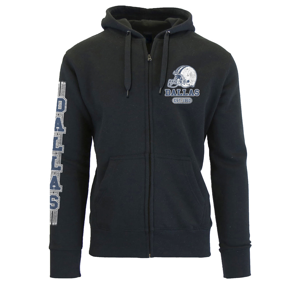 Men's Game Day Football Zip Up Hoodie - Dallas - Black - XL