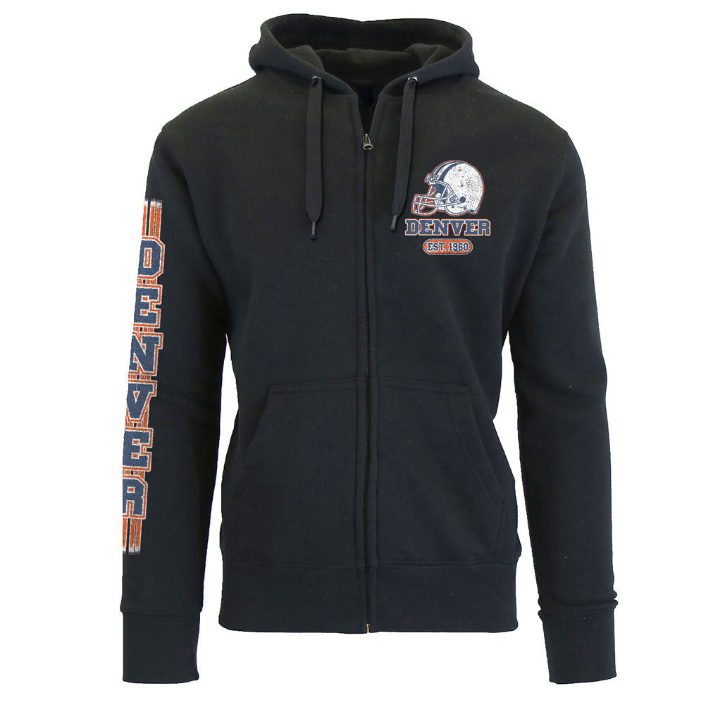 Men's Game Day Football Zip Up Hoodie - Denver - Black - 2XL
