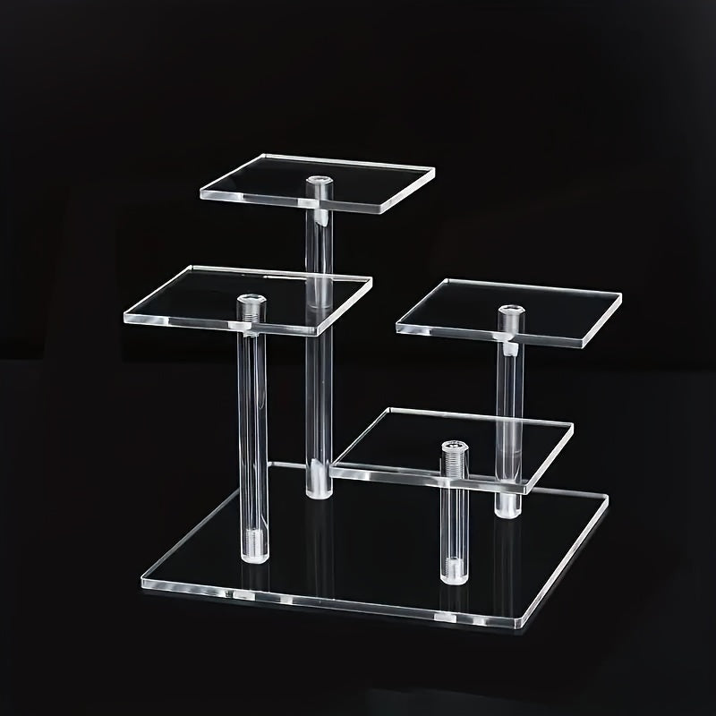 TEMU Large 4-tier Acrylic Display Stand - Transparent, Organizer For Figurines, Cosmetics, Perfume, Jewelry, Dolls & Cupcakes