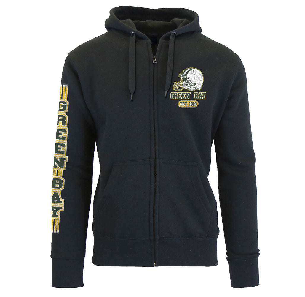 Men's Game Day Football Zip Up Hoodie - Green Bay - Black - 2XL