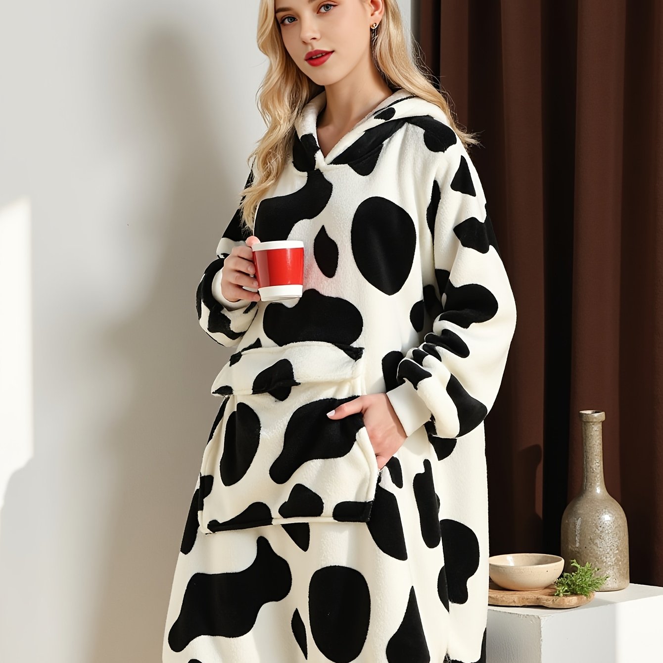 TEMU Krifey Oversized Wearable Blanket Hoodie, Soft Sherpa Hooded As Christmas Gifts For Mom Women Girlfriend Men, Cozy Warm Sweatshirt With Pocket,