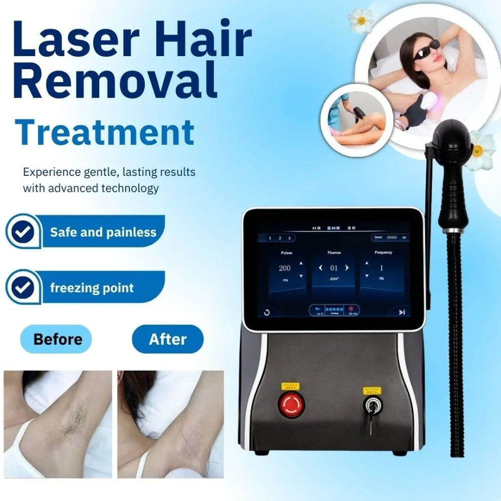 808nm Equipment Titanium Laser Body Hair Removal Permanent Painless Hair Removal 3 wavelength 755nm 808nm 1064nm Suitable for home and beauty salon
