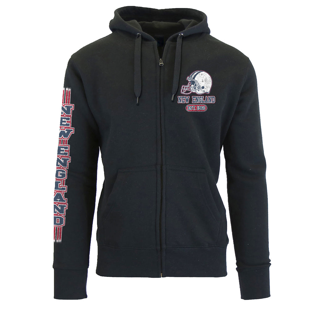 Men's Game Day Football Zip Up Hoodie - New England - Black - XL