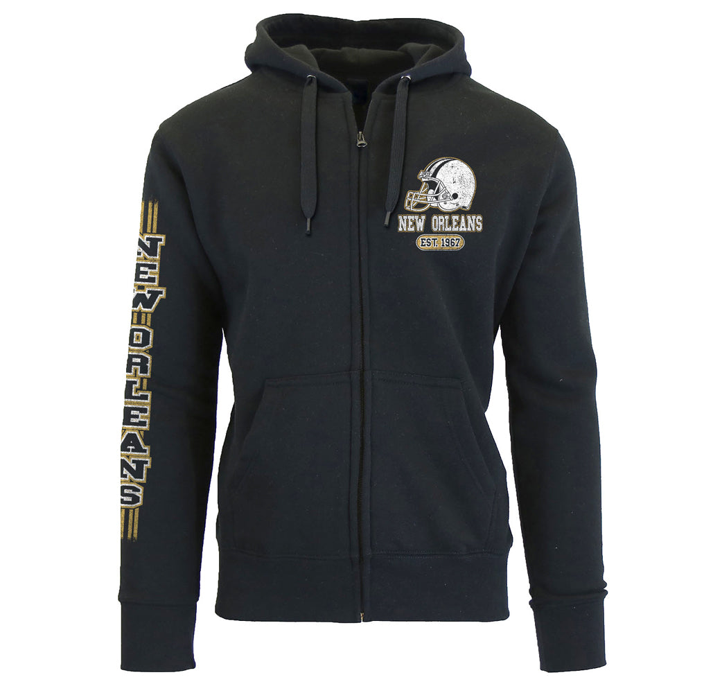Men's Game Day Football Zip Up Hoodie - New Orleans - Black - XL