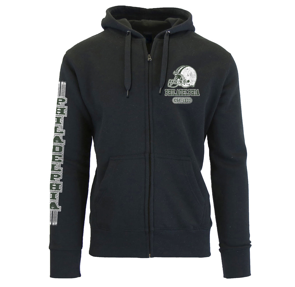 Men's Game Day Football Zip Up Hoodie - Philadelphia - Black - M