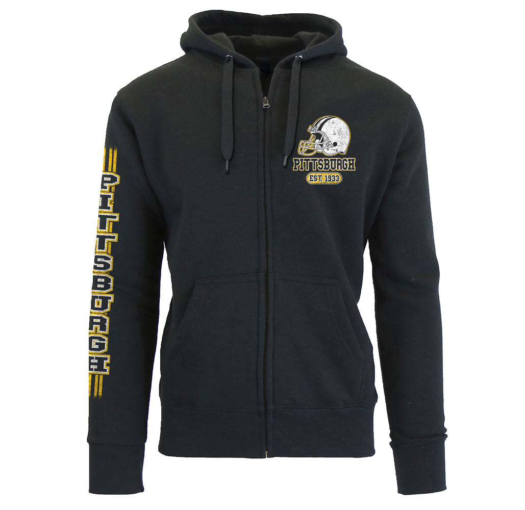 Men's Game Day Football Zip Up Hoodie - Pittsburgh - Black - M