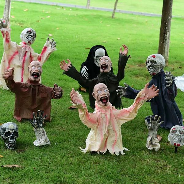 Halloween Horror Decoration To Insert Large Swing Ghost Voice Control Decoration Scary Props Home Garden Decoration 240823