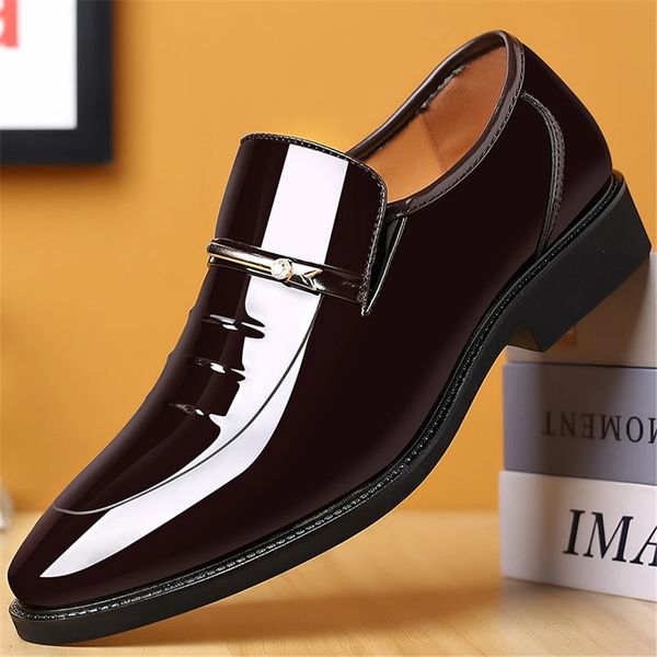 Leather Shoes Men Business Oxford Breathable Patent Leather Formal Shoes Plus Size Man Office Wedding Flats Male Black 250117