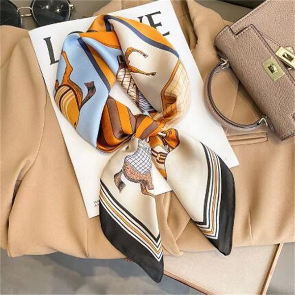 2023 Luxury Silk Shawl Square Scarf for Women Satin Hijab Fashion Wraps Neckerchief Female Hair Bands Ribbon Headband Bandana