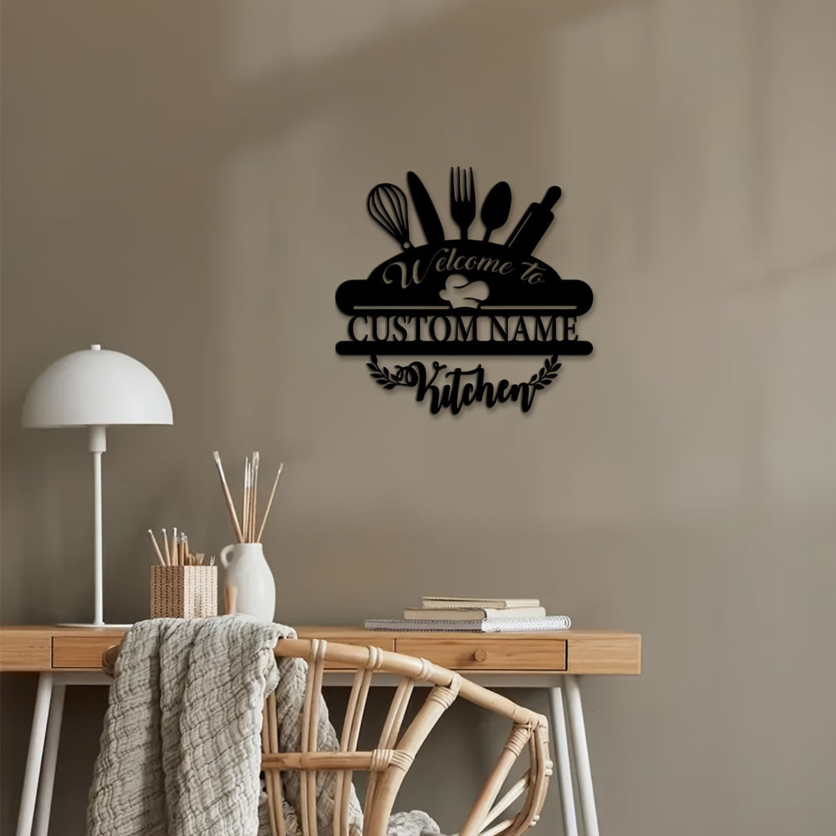 TEMU 1pc Custom Kitchen Wall Art, Personalised Kitchen Signs, Farmhouse Kitchen Wall Decor, Living Room Living Room Office Decorative Metal Art,