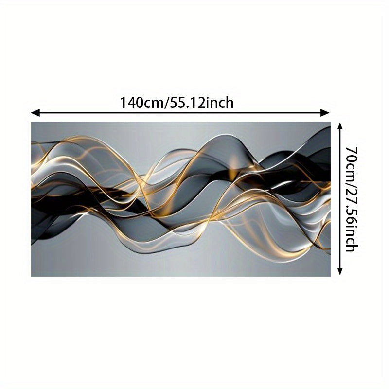 TEMU 1pc Large Modern Abstract Canvas Art Print - Black & Golden Textured Design, Frameless Wall Decor For Living Room, Bedroom, Or , 27.56x55.12