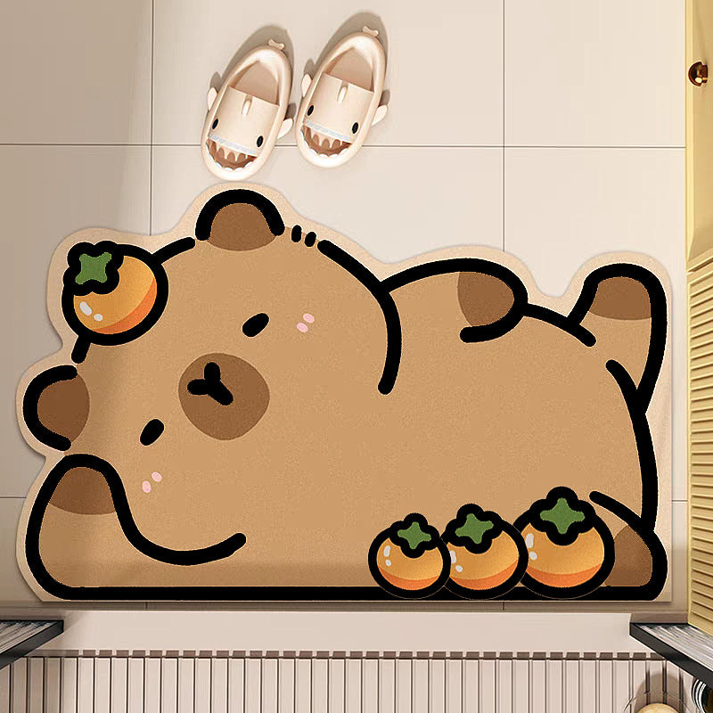Cute Cartoon Bathroom Floor Mat Strong Water Absorption Non-slip Foot Mat Capybara Bathroom