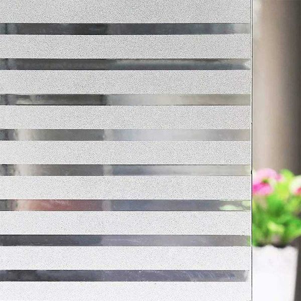 Stripe Frosted Window Film Privacy Glass Vinyl Decorative Window Decals UV Protection Static Clings for Home Office Meeting Room Y240810