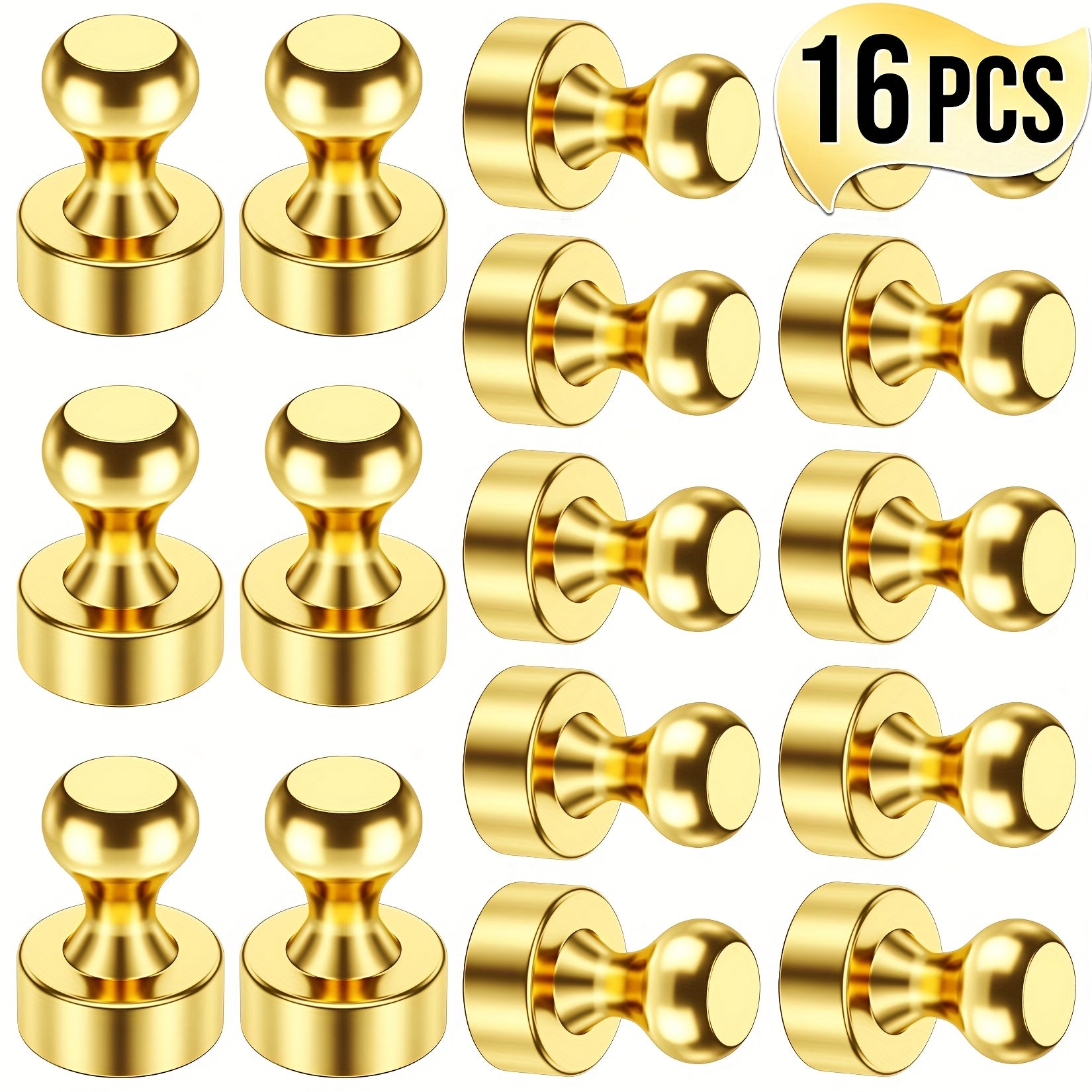 TEMU Sidiper 16 Pack Fridge Magnets Refrigerator Magnets, Golden Metal Magnets For Magnets For Kitchen, Office, Locker, Cruise Decor, Kitchen Gifts