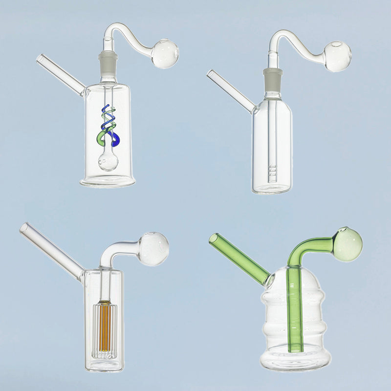 SmokPro Thick Pyrex Glass Bubbler Oil Rig Mini Water Hookah Smoking Pipe Bong With 3cm Oil Burner Bowl Head Attachment