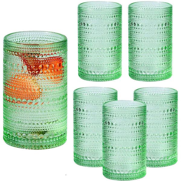 Glassware Beaded Drinking Set Vintage Wine Tail Glasses Emed Water Goblets Mixed Drinkware Sets Beverage Glass Cups s