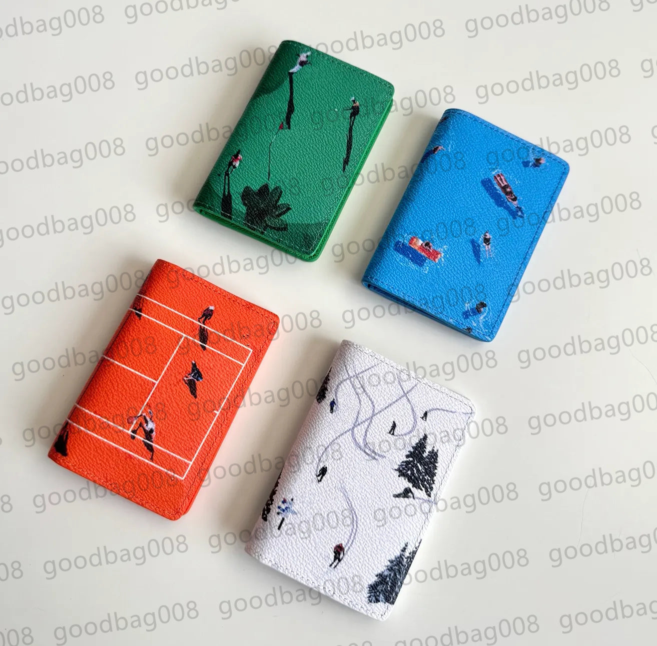 10A Genuine Leather Designer Small Wallet Men&#039;s Classic Flower Card Holders Mirror Quality Sports Scene Pattern Short Purse Luxury Pocket Organ