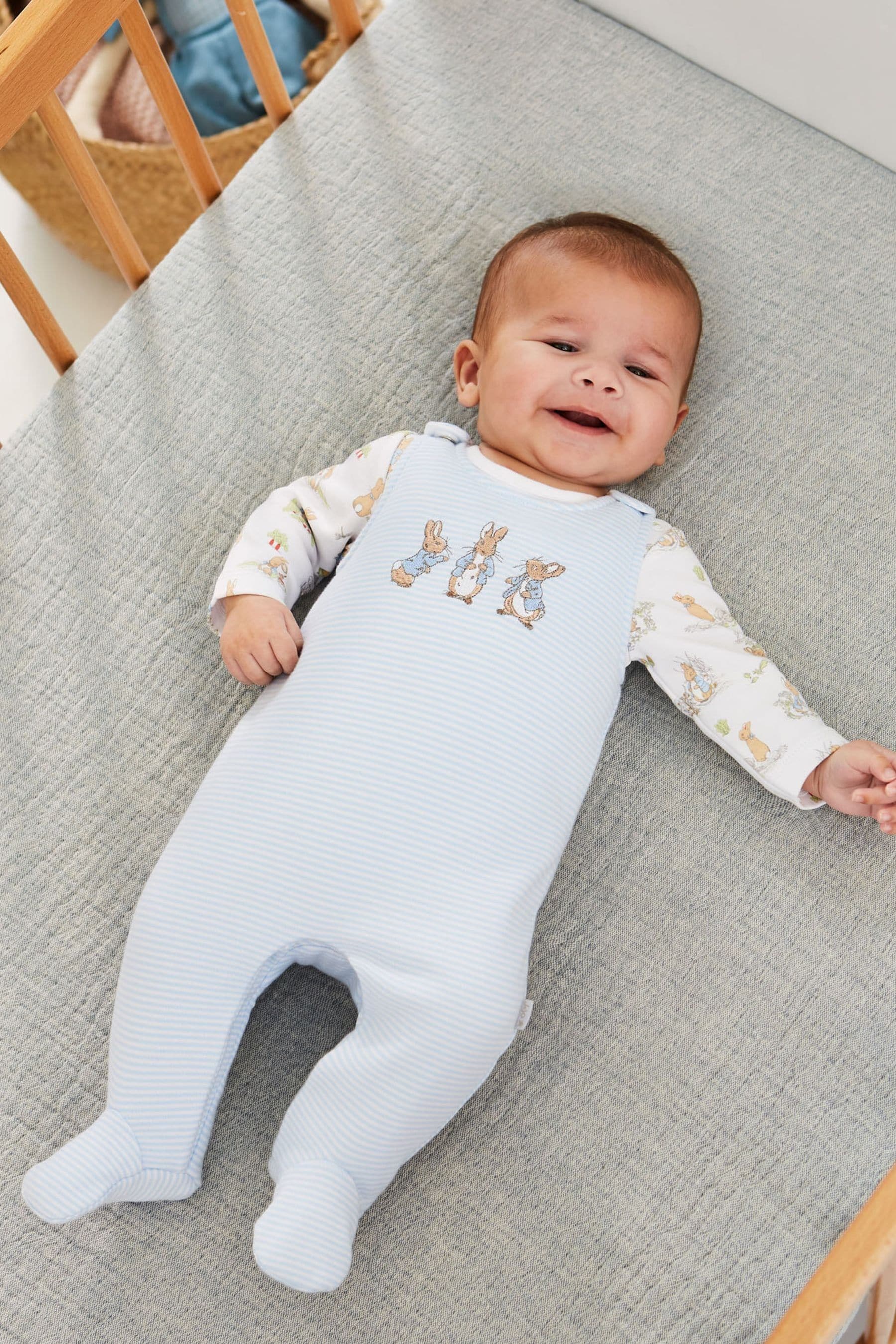 Blue 2-Piece Peter Rabbit Baby Dungaree Set Newborn Matron Inn
