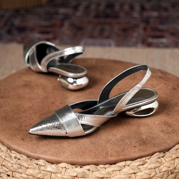 Womens High Heels Summer New Low Heel Pointed Shallow Mouth Baojiao Slippers Fashion Temperament Abnormity with SandalsC241023