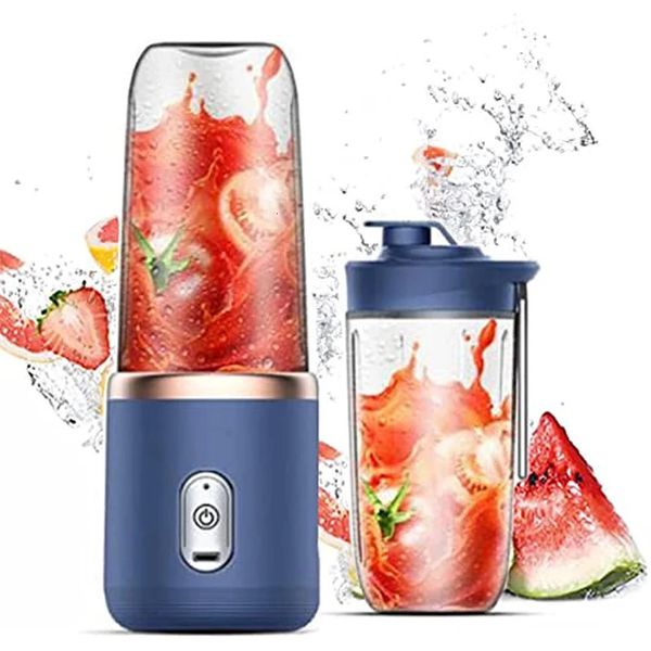 Fruit Vegetable Tools 6 Blades Juicer Cup 400ML USB Smoothie Blender Cup Mini Charging Fruit Squeezer Food Mixer Ice Crusher Portable Wirele