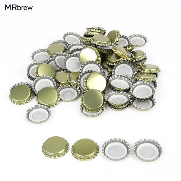 Bar Tools 100 Pcs-Lot Beer Bottle Cap Crown Lids For Homebrew Bar Tools Gold-Silver-Black Capping Bottling Caps 231109