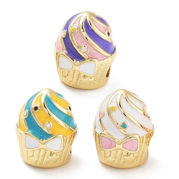 Support à gâteaux placage laiton perles émaillées